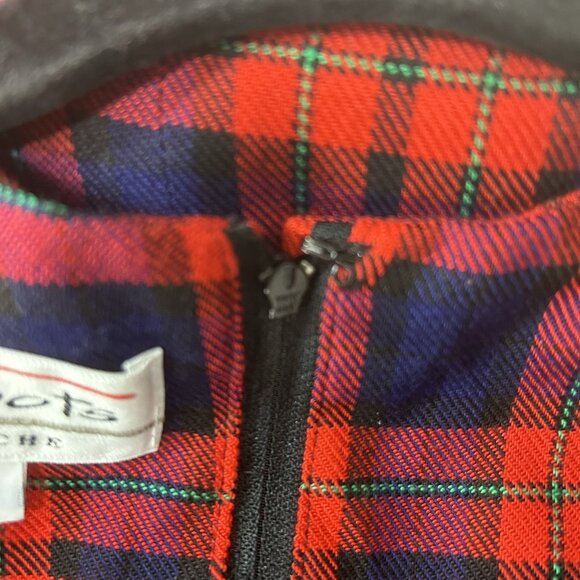 VTG 80s Red Tartan Plaid Jumper Vest Dress Sz 4 Preppy Academia Goth School Girl - Picture 10 of 14
